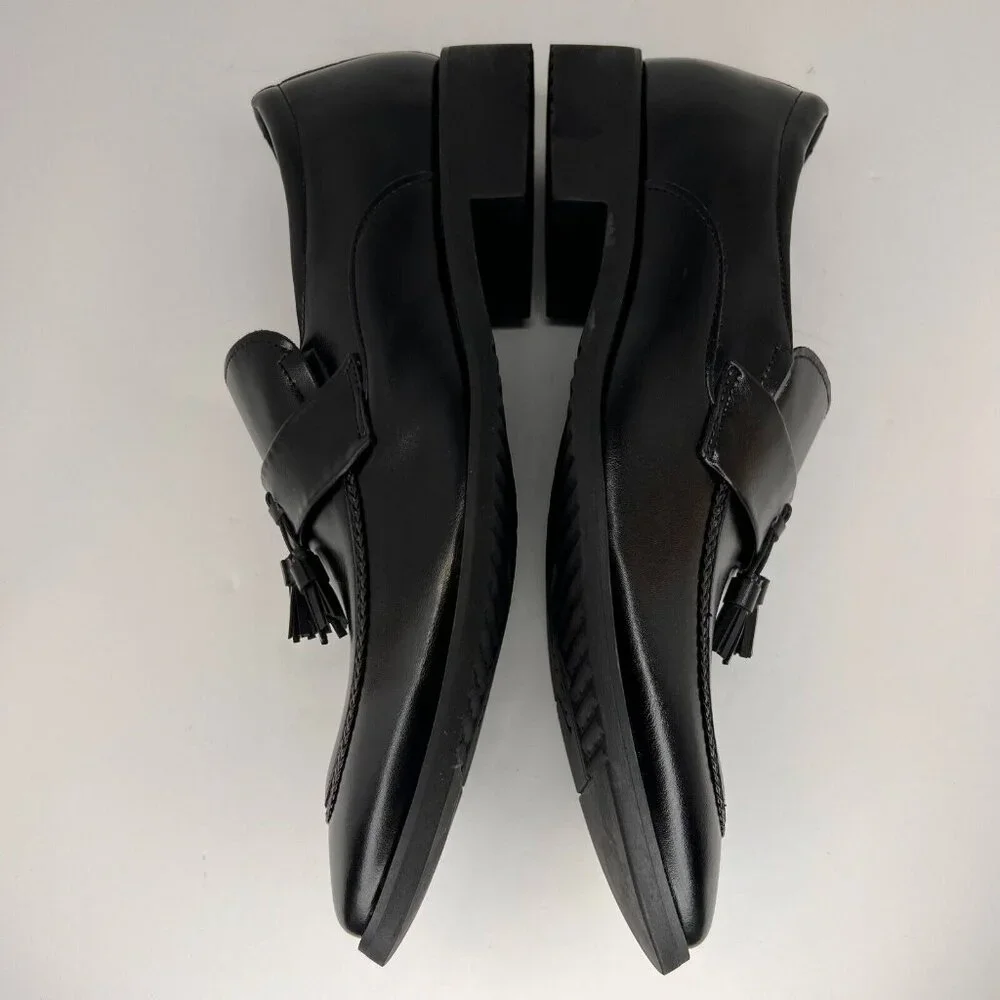 Classic Comfort Mens Black Pointed Toe Tasseled Slip On Size 11.5 Loafers